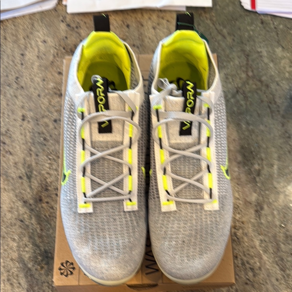 Vapor White and Neon Yellow Sneakers